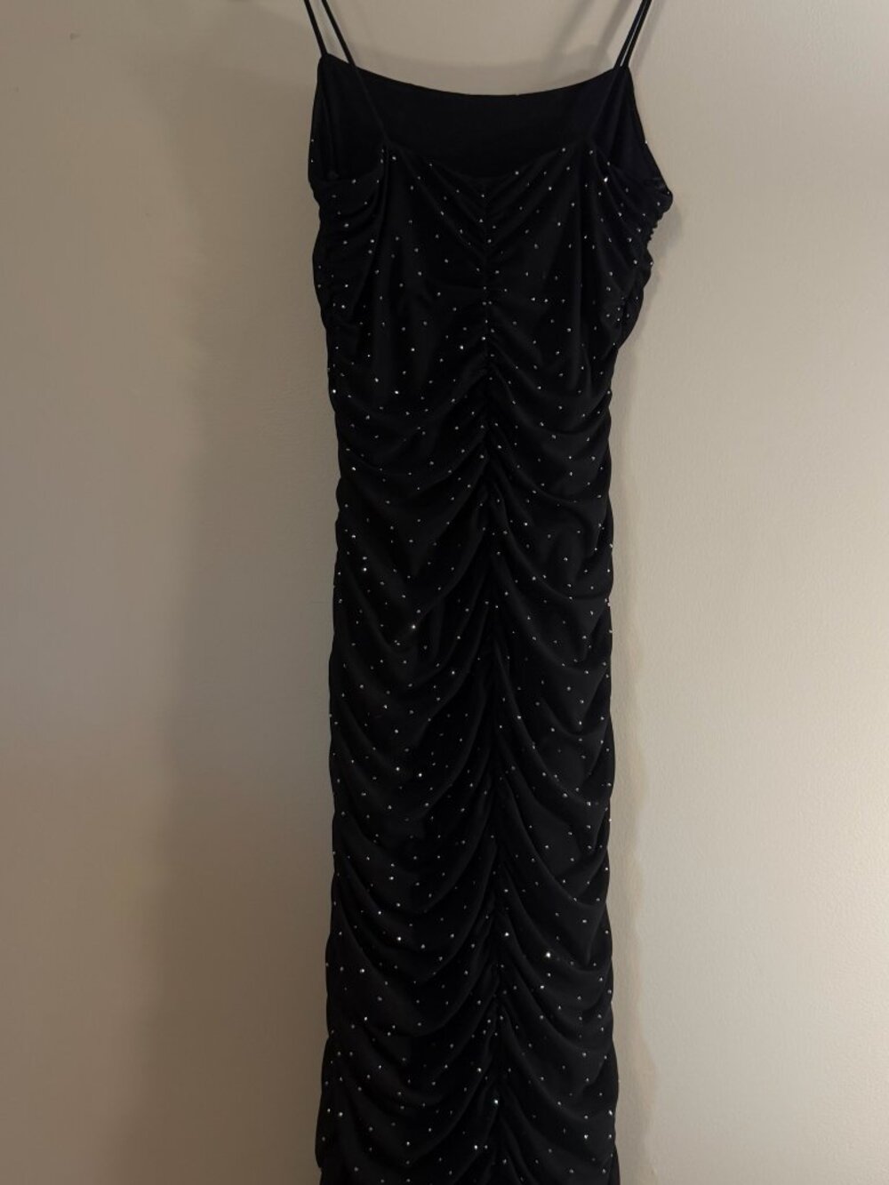 Liz & Sara Black Mesh Gemstone Sparkle Ruched Bodycon Dress - Sz S